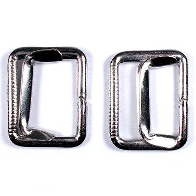 Image of Metal Waistcoat Vest Buckle Slider Fastener Silver Colour 2.5cm x 2cm Pack of 2