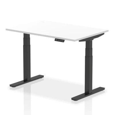 Image of Air 1200 x 800mm Height Adjustable Desk White Top Black Leg