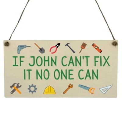 Image of Second Ave Personalised Can&#039;t Fix It Office Desk Wooden Hanging Rectangle Sign Plaque Secret Santa Gift