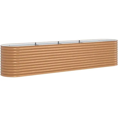 Image of vidaXL Garden Raised Bed Wood effect Galvanized steel 400 x 80 81 cm