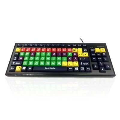 Image of Accuratus Monster 2 German USB Mixed Colour Upper Case Childrens Layout Keyboard for Learning with Extra Large Keys &amp; Port Hub