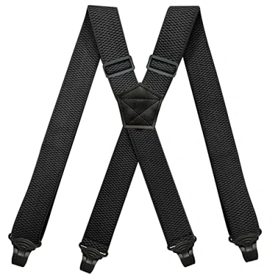 Image of YYKSYDPT Braces for Men with Very Strong 4 Plastic Clips 38 MM Wide Duty Suspenders X Style Adjustable Brace (Black)