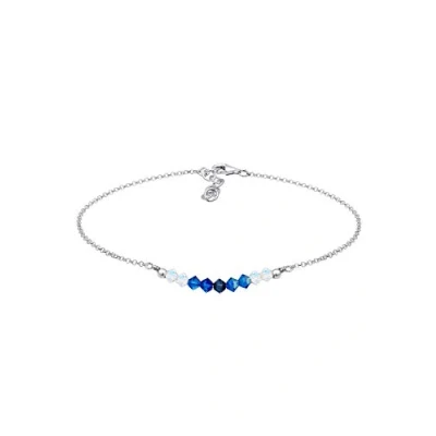 Image of Elli Women&#039;s 925 Sterling Silver Ball Beach Sea Rose Crystals Anklet