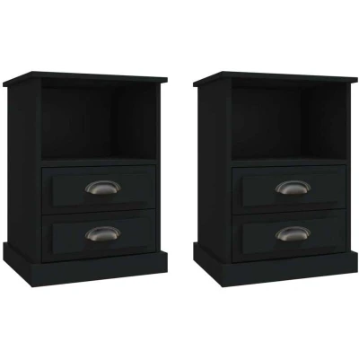 Image of vidaXL Bedside Cabinets 2 pcs Black 43x36x60 cm