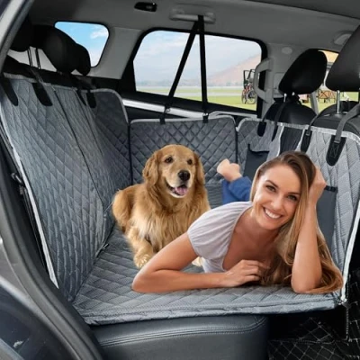 Image of ANOSOSPECIAL Back Seat Extender,Dog Car Cover,Waterproof Pet Hammock Travel Bed,Durable Camping Air Mattress,Non Inflatable Bed Mattress Easy Clean for SUV Truck (Grey)