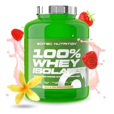 Image of Scitec Nutrition 100% Whey Isolate Pure Protein Power with BCAAs Glutamine &amp; Arginine Sugar Gluten Free Formula, 2 kg, Vanilla Very Berry