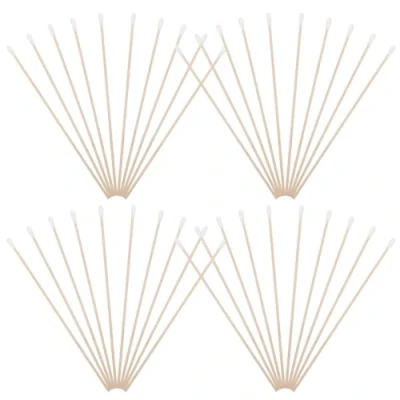 Image of Rosenice Cotton Swabs, Pack of 100, Long Wooden Handle, Medical Ear Cleaning, Wound Care, Round Sanitary Swab
