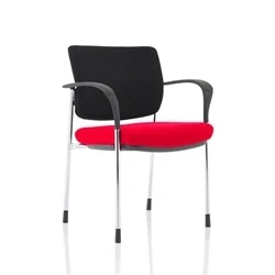 Image of Brunswick Deluxe Black Fabric Back Chrome Frame Seat Cherry With Arms
