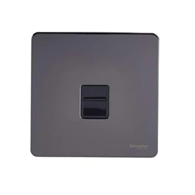 Image of Schneider Electric Ultimate Screwless Flat Plate Single Telephone Socket, Master, GU7461BBN, Black Nickel with Insert