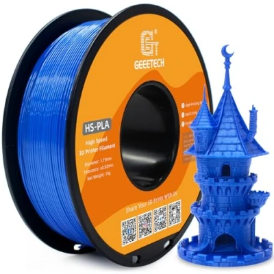 Image of GEEETECH HS PLA Filament 1.75 mm 3D Printer for High Speed Printers, Spool, 1 kg, Blue