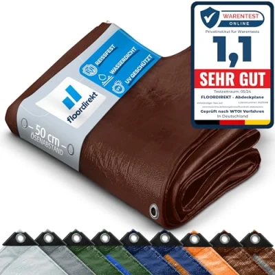 Image of Tarpaulin, All weather Waterproof, Heavy Duty Tarp (2 x 3 m (80 g/m²) Brown) Protective Tarpaulin for Tents, Camping Underlay, Outdoor &amp; Garden With Eyelets