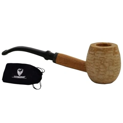 Image of GERMANUS Original Corncob Pipe Apple Bent Tobacco incl. Bag, Sailor