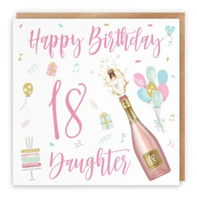 Image of Hunts England Daughter 18th Birthday Card Happy 18 Champagne Collection