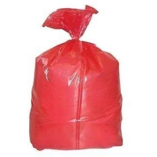 Image of Water Soluble Red Laundry Bags with Dissolving Strip Disposable Linen
