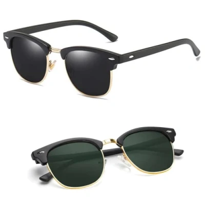 Image of Ziza Play MATTE Black Frame. Half Rimmed Sunglasses. Polarised Horn Sunglasses, Semi Rimless Polarized Lens UV Protection. Mens Womens