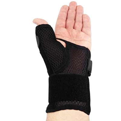 Image of LTG PRO® Breathable Mesh Thumb and Wrist Support Brace Splint Arthritis Stabiliser Universal One Adult Size for Left Right Hand MCP CMC joints (Black)