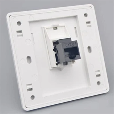 Image of 86x86mm Female To CAT6 Gigabit Dual Pass Network Wall Plug RJ45 LAN Faceplate Internet Straight Outlet (LAN x 1)