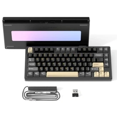 Image of ATTACK SHARK X75 VIA QMK with Full Aluminum Wireless Mechanical Gaming Keyboard,Bluetooth/2.4Ghz/USB C Wired,Hot Swap Pre lubed Linear Switch RGB,75% QWERTY Layout Five Layer Padding Black