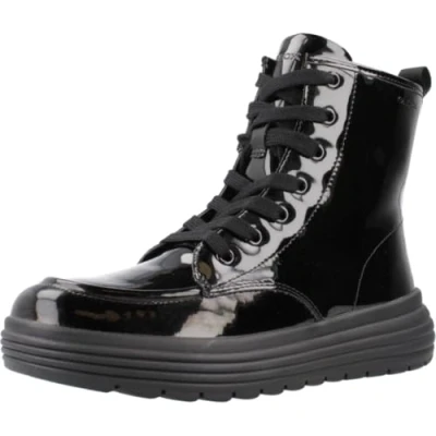 Image of Geox Phaolae GIRL Laceup ankle boots for kids, Size: 10K, Black Pu