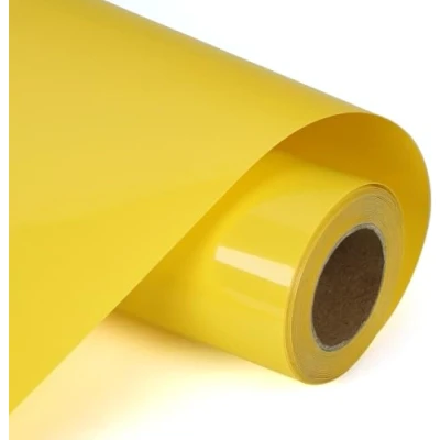 Image of HIKENRI Yellow Heat Transfer Vinyl Bundle 12&quot; x 10 ft Rolls,HTV for Silhouette Cameo Easy to Cut &amp; Weed,DIY Press Design T Shirt,Clothes,Hats and Other Textiles