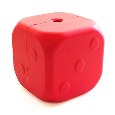 Image of SodaPup MuttsKickButt Dice Durable Dog Treat Dispenser &amp; Chew Toy Made in USA from Non Toxic, Pet Safe, Food Safe Natural Rubber for Mental Stimulation, Problem Chewing, Calming Nerves, More