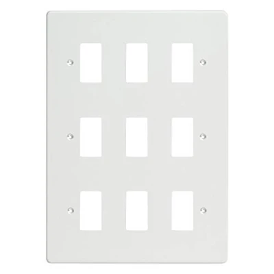 Image of Varilight XDQPG9 PowerGrid Premium White 9 Gang Grid Plate (Triple Twin Plate)