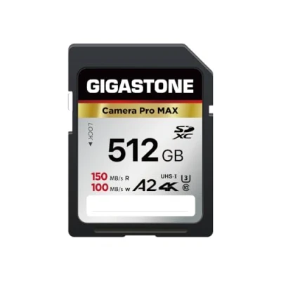 Image of Gigastone A2 V60 512GB SDXC Memory Card 4K Camera Pro Series 150MB/s Speed Compatible with Canon Nikon Sony Panasonic U3 UHS I Class 10 for UHD Video 1 Mini Case