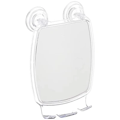 Image of iDesign Power Lock Shaving Mirror, Rectangular Makeup Mirror with Suction Cups Made of Plastic, Clear