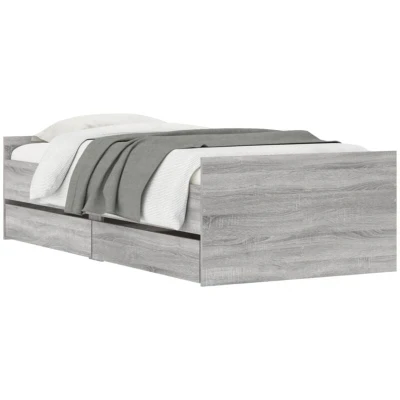 Image of vidaXL Bed Frame with Drawers without Mattress Grey Sonoma 90x200 cm