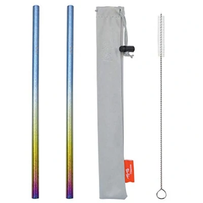 Image of TiTo 2Pcs Titanium Metal Straw Reusable Colorful Ultralight Drinking Straws with Cleaning Brush and Bag for Smoothie, Milkshake, Cocktail Hot Drinks(Multicolour,Straight)