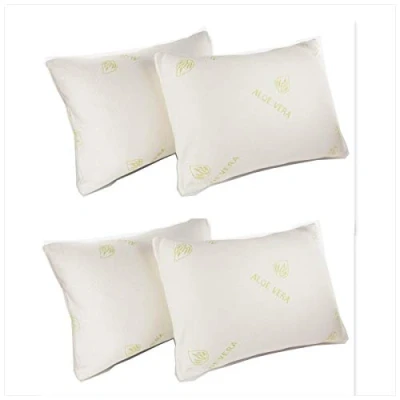 Image of CHILIMILII Natural Aloe Vera Memory Foam Pillows, Orthopedic Anti Mite Extra Fill Pillows for neck &amp; Body Support, Allergenic (PACK OF 4)