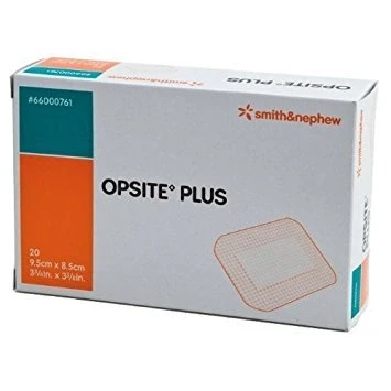 Image of Smith &amp; Nephew 99XX0343 Opsite Plus Waterproof Dressing, 6.5cm x 5cm, Pack of 25