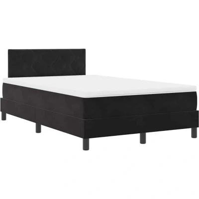 Image of vidaXL Box Spring Bed with Mattress &amp; LED Black 120x200 cm Velvet