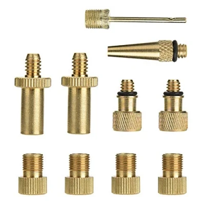 Image of Yizhet 10Pcs Valve Converter Set, Brass Bike Adapter Schrader Valve, Presta Dunlop/Woods Tyre (AV DV SV), Bicycle Pump Extender with Ball Air