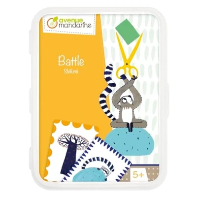 Image of Avenue Mandarine Ref CO181C Battle Shifumi Card Game Rock, Paper, Scissors Reimagined Elegant &amp; Original Graphics, Resealable Plastic Box, Suitable for Ages 5+