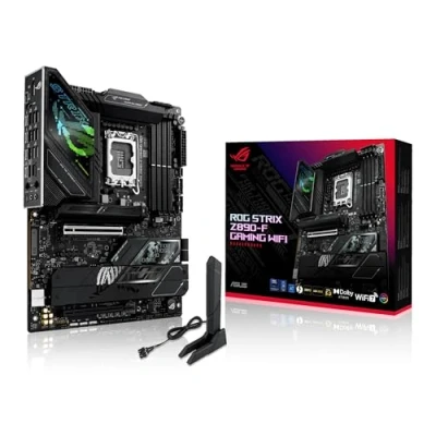 Image of ASUS Intel ROG Strix Z890 F Gaming WiFi ATX motherboard, 16+1+2+2 power stages, DDR5 slots, PCIe 5.0 w/full support for next gen GPUs, five M.2 7, AI Overclocking, Networking II
