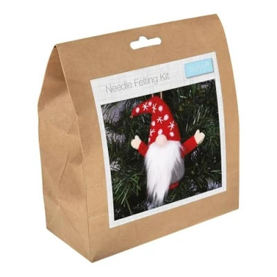 Image of Trimits Needle Felting Craft Kit, Christmas, Includes Roving Wool Stuffing Instructions, Gonk