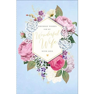 Image of Wife Birthday Card RHS Handmade Floral Large