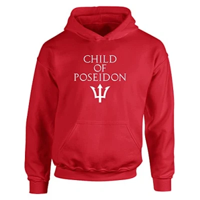 Image of Child of Poseidon, Kids Printed Hoodie Fire Red/White 12 13 Years