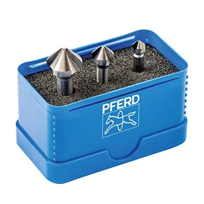 Image of PFERD HSS Cone/Deburring Countersink Set, 3 Pieces, 90, Diameter 6.3 16.5 mm, DIN 335 C, 25202152 for Countersinking 90 Screws