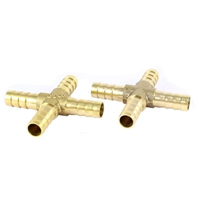 Image of Sourcingmap 2 Pieces 4 Way Cross Shaped 8mm Tube Hose Barb Connector Pipe Fittings