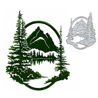 Image of Landscape Christmas Tree Metal Die Cuts,Merry Mountain Cutting Dies Cut Stencils DIY Scrapbooking Decorative Embossing Paper Card Making
