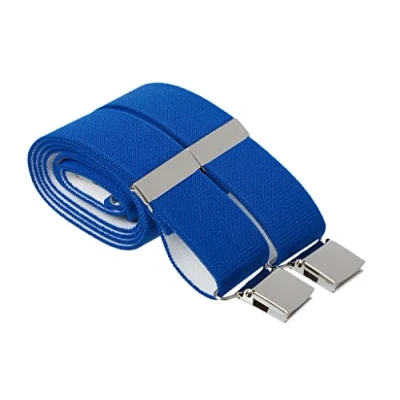 Image of Mens Royal Blue Trouser Braces Heavy Duty 35mm Elastic 4 Clips In XL Sizes Also (Standard 44 Inches Long, Blue)