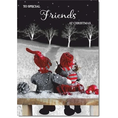 Image of doodlecards Friends Christmas Card Couple at Night Medium Size for with Plain Envelope