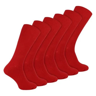 Image of 6 Pairs Multipack Mens Ribbed Dress Socks Sock Snob Breathable Crew Cotton (6 11, Red)