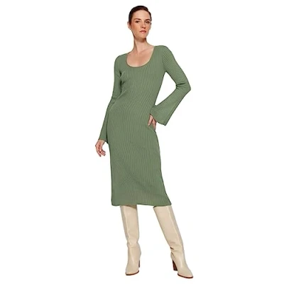 Image of Trendyol FeMan A line Slim fit Knitwear Dress,Khaki,M