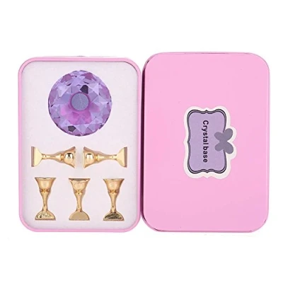 Image of Sonew Nail Holder, Art Display Stand, Crystal Alloy Tips Stand Holders Magnetic Manicure Nails Salon Tool 3 Colors(Purple)