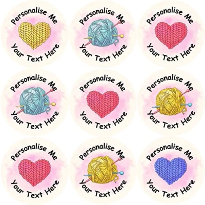 Image of 144 Personalised Knitted Wool 30mm Glossy Reward Stickers