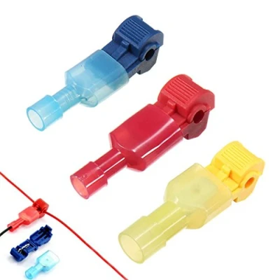 Image of Gasea 60pcs T Tap Connectors Quick Splice Spade Wire Electrical Crimp Terminals Self Stripping with Nylon Fully Insulated Male Disconnects Kit,30 Pairs