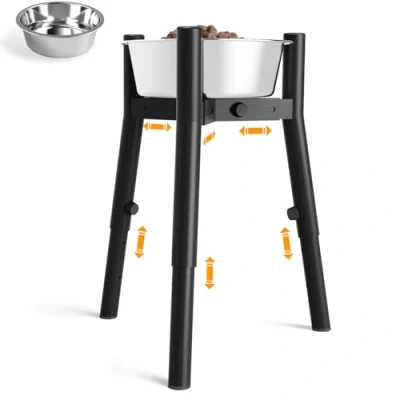 Image of Raised Dog Bowl Stand for Medium &amp; Large Dogs, Pet Food and Water Bowl, Tall Stand,Adjustable Wide 7 10.7&quot; Heights 9.8 13.4&quot;, Strong Elevated Holder